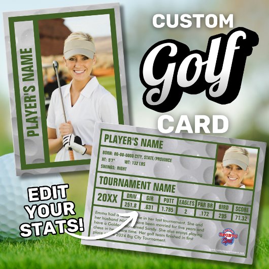 Golfer Trading Card | Souvenir | Grün Telefonnummerkarte