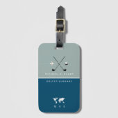 Golfer Travel Adventures Blue Luggage Tag Gepäckanhänger (Vorderseite Vertikal)