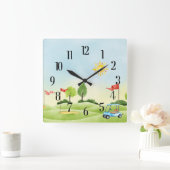 Golfer-Uhr Quadratische Wanduhr (Zuhause)