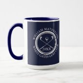 Golfer und Clubname Datum Navy Blue Tasse (Links)