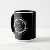 Golfer und Clubname Datum Schwarz und Weiß Tasse (Vorderseite Links)