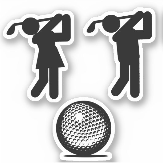 Golfer und Golf Ball Aufkleber (Vorderseite)