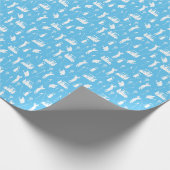 Golfer und Golfwagen auf blauem Hintergrund Geschenkpapier (Ecke)