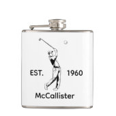 Golfer und Personalisierter Name und Jahr Flachmann (Vorderseite)