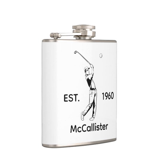 Golfer und Personalisierter Name und Jahr Flachmann (Rechts)