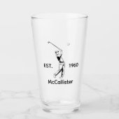 Golfer und Personalisierter Name und Jahr Glas (Vorderseite)