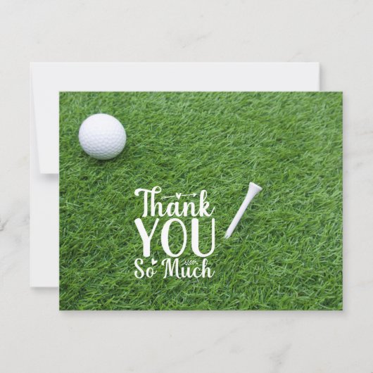 Golfer Vielen Dank Karte mit Golf Ball auf Green (Vorderseite)