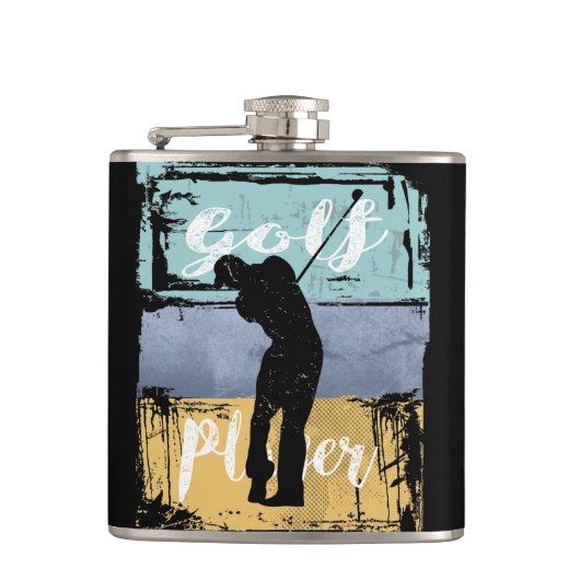Golfer Vintager Retrostil Flachmann (Vorderseite)