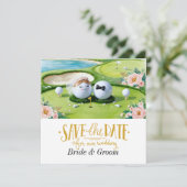 Golfer Wedding Einladung mit Golfball auf Grün (Stehend Vorderseite)
