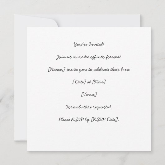 Golfer Wedding Einladung mit Golfball auf Grün (Rückseite)