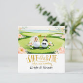 Golfer Wedding Einladung mit Golfball auf Grün (Stehend Vorderseite)