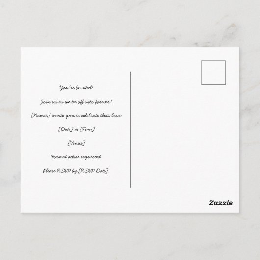 Golfer Wedding Speichern Sie das Datum, an dem Sie Postkarte (Rückseite)