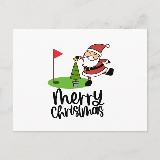 Golfer Weihnachten mit Golf Flag und Weihnachtsman (Vorderseite)