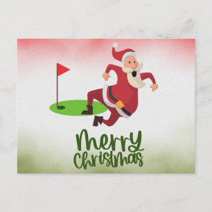 Golfer Weihnachten mit Golf Flag und Weihnachtsman