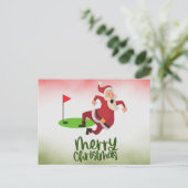 Golfer Weihnachten mit Golf Flag und Weihnachtsman (Stehend Vorderseite)