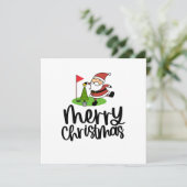 Golfer Weihnachten mit Golf Flag und Weihnachtsman (Stehend Vorderseite)