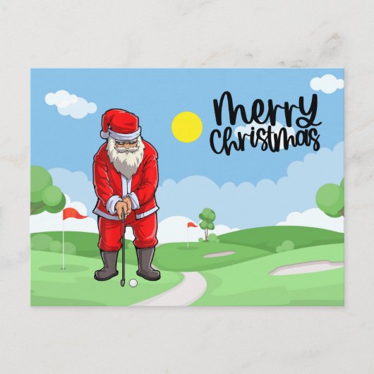 Golfer Weihnachten mit Golf Flag und Weihnachtsman (Vorderseite)
