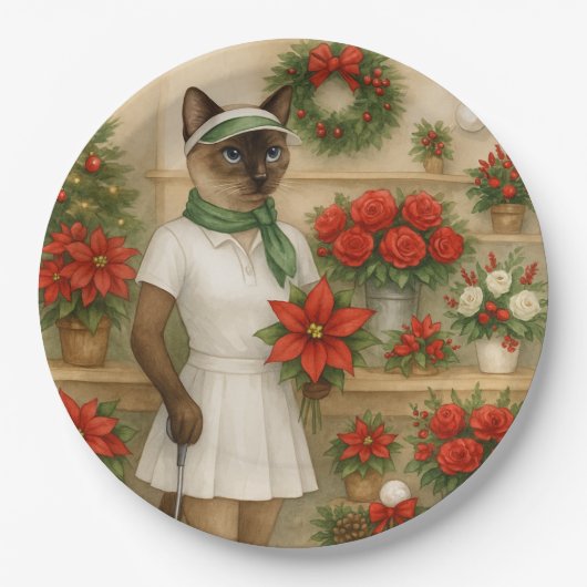 Golfer Weihnachten Thema mit Golfausrüstung Pappteller (Vorderseite)