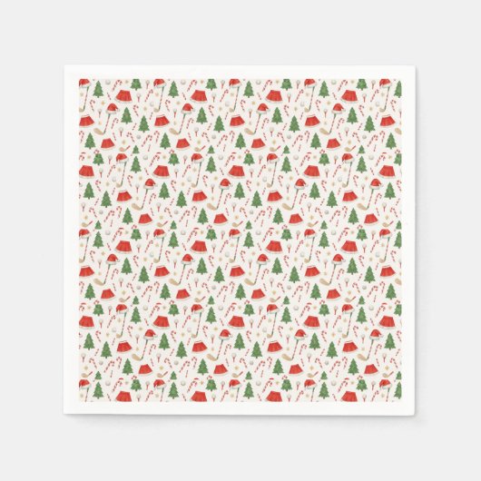 Golfer Weihnachten Thema mit Golfausrüstung Serviette (Vorderseite)