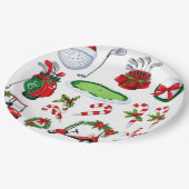 Golfer Weihnachten zum Thema Golfer Aquarell Urlau Pappteller (Schrägansicht)