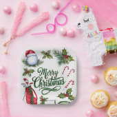 Golfer Weihnachten zum Thema Golfer Aquarell Urlau Pappteller (Party)