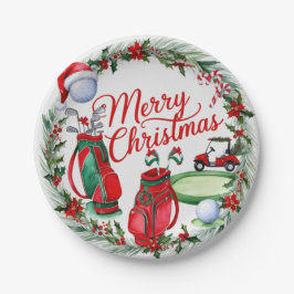Golfer Weihnachten zum Thema Golfer Aquarell Urlau Pappteller
