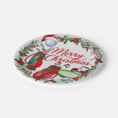 Golfer Weihnachten zum Thema Golfer Aquarell Urlau Pappteller (Schrägansicht)