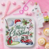 Golfer Weihnachten zum Thema Golfer Aquarell Urlau Pappteller (Party)