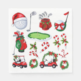 Golfer Weihnachten zum Thema Golfer Aquarell Urlau Serviette