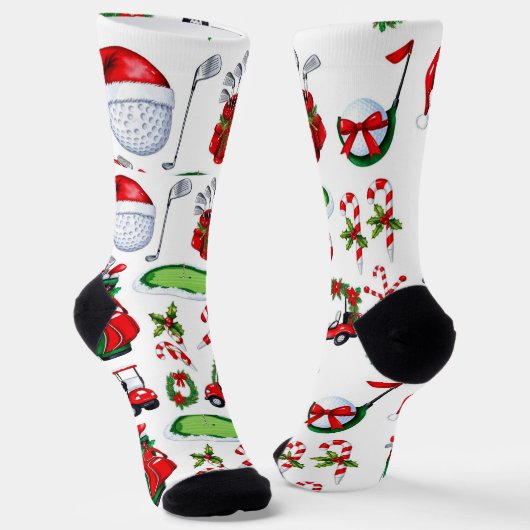 Golfer Weihnachten zum Thema Golfer Aquarell Urlau Socken (Gewinkelt)