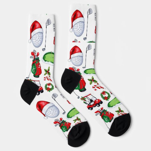 Golfer Weihnachten zum Thema Golfer Aquarell Urlau Socken (Rechts)