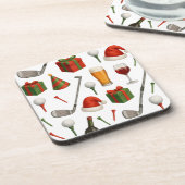 Golfer Weihnachts-Party zum Thema Golfer Champagne Getränkeuntersetzer (Linke Seite)