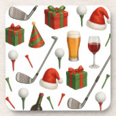 Golfer Weihnachts-Party zum Thema Golfer Champagne Getränkeuntersetzer (Vorderseite)