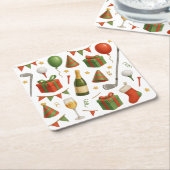 Golfer Weihnachts-Party zum Thema Golfer Champagne Rechteckiger Pappuntersetzer (angewinkelt)