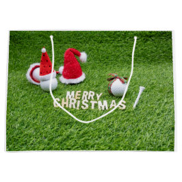 Golfer Weihnachtsfeiertag mit Golfball und Santa Große Geschenktüte