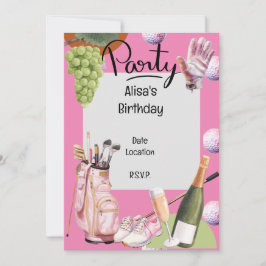 Golfereisen mit Kugel überall in pink für Golfer Einladung