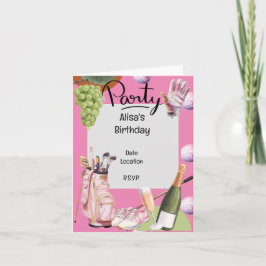 Golfereisen mit Kugel überall in pink für Golfer Einladung