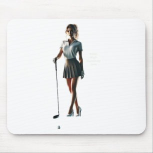 Golferin, die einen Golfclub mit Ski-Tragekomfort Mousepad
