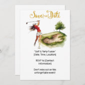 Golferin golft auf Grün Einladung (Vorne/Hinten)