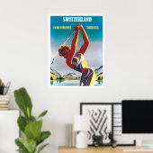 Golferin in der Schweiz, Lenzerheide, Valbella Poster (Heimbüro)