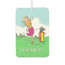 Golferin in einer Drehung. Personalisieren.