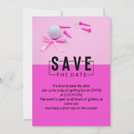 Golferin Save the Date rosa Thema Einladung
