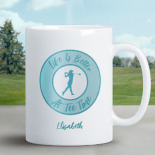 Golferin Tee Zeit Name Sport Humor Lustig Türkis Jumbo-Tasse