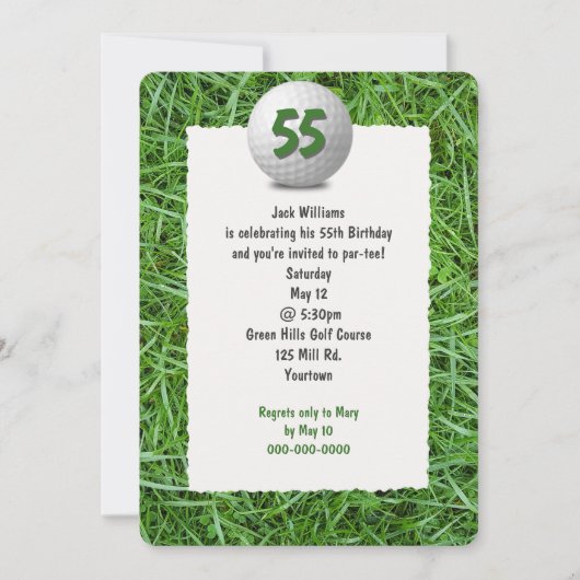 Golfers 55. Geburtstagsparty Einladung (Vorderseite)