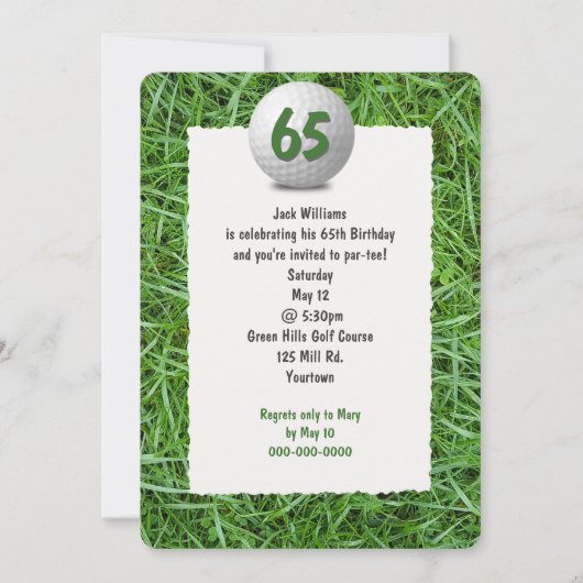 Golfers 65. Geburtstagsparty Einladung (Vorderseite)