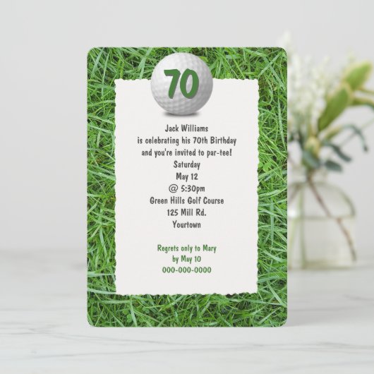 Golfers 70. Geburtstagsparty Einladung (Stehend Vorderseite)