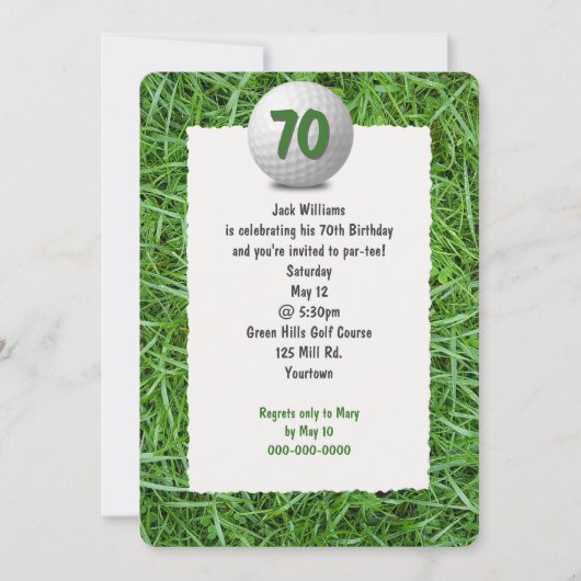 Golfers 70. Geburtstagsparty Einladung (Vorderseite)