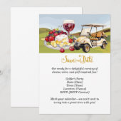 Golfer's Cheese & Wine Party - Save the Date! Einladung (Vorne/Hinten)