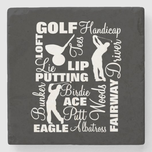 Golfers Golf Terminology Text Graphic Steinuntersetzer (Vorderseite)