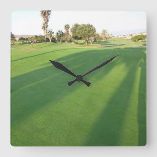 Golfer's Green - Quadratische Wanduhr HAMbWG